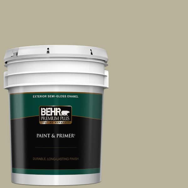 BEHR PREMIUM PLUS 5 gal. #N340-3 Bonsai Pot Semi-Gloss Enamel Exterior Paint & Primer