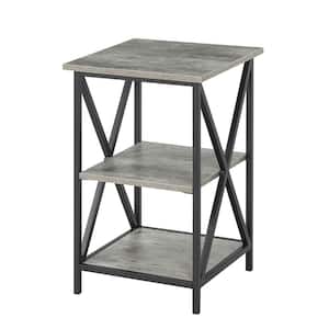 Tucson 15.75 in. W Faux Birch 24.25 in. H Square Particle Board End Table with Shelves