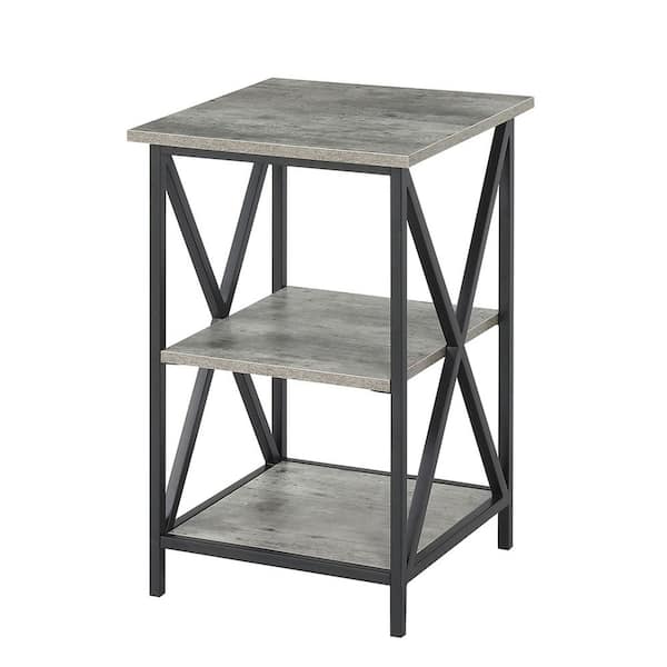 Convenience Concepts Tucson 15.75 in. W Faux Birch 24.25 in. H Square Particle Board End Table with Shelves