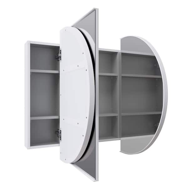 Nia 48 in. W x 30 in. H x 5 in. D White Recessed Medicine Cabinet with Mirror