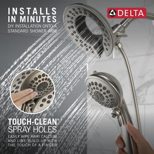 https://images.thdstatic.com/productImages/17a23312-7b54-4145-8152-f6c5f8a32c8c/svn/lumicoat-stainless-delta-dual-shower-heads-58569-ss-pr-pk-76_600.jpg