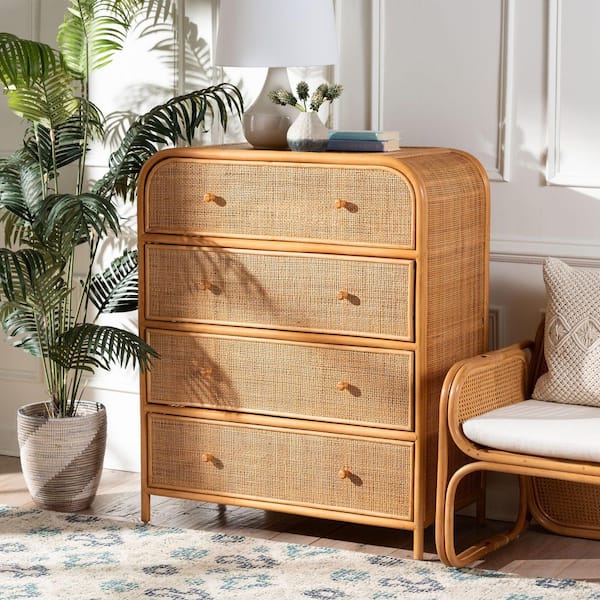 bali & pari Sampit Light Honey Rattan 45.5 in. H Accent Storage