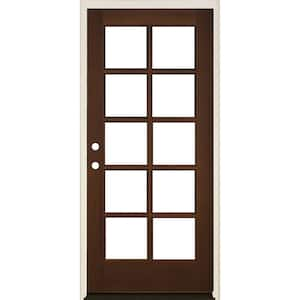 36 in. x 80 in. French RH Full Lite Clear Glass Provincial Stain Douglas Fir Prehung Front Door