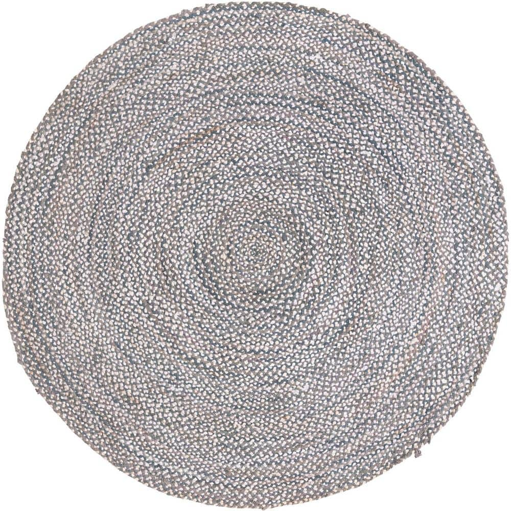 Unique Loom Braided Chindi Gray 8 ft. x 8 ft. Round Area Rug 3142722 ...