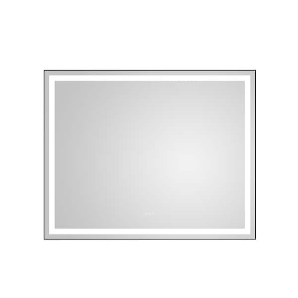 Unbranded 60 in. W x 48 in. H Rectangular Framed LED Lighted with High Lumen Anti-Fog Wall Bathroom Vanity Mirror in Matte Black