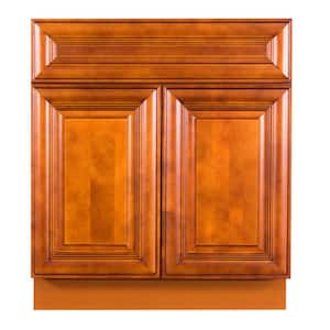 Cambridge Assembled 30x34.5x24 in. Sink Base Cabinet with 2 Doors in Chestnut
