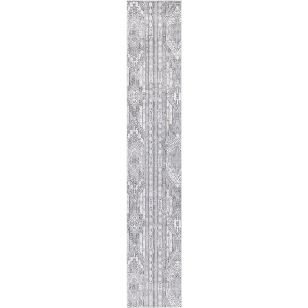 Unique Loom Portland Orford Gray 2 ft. 2 in. x 12 ft. Runner Rug