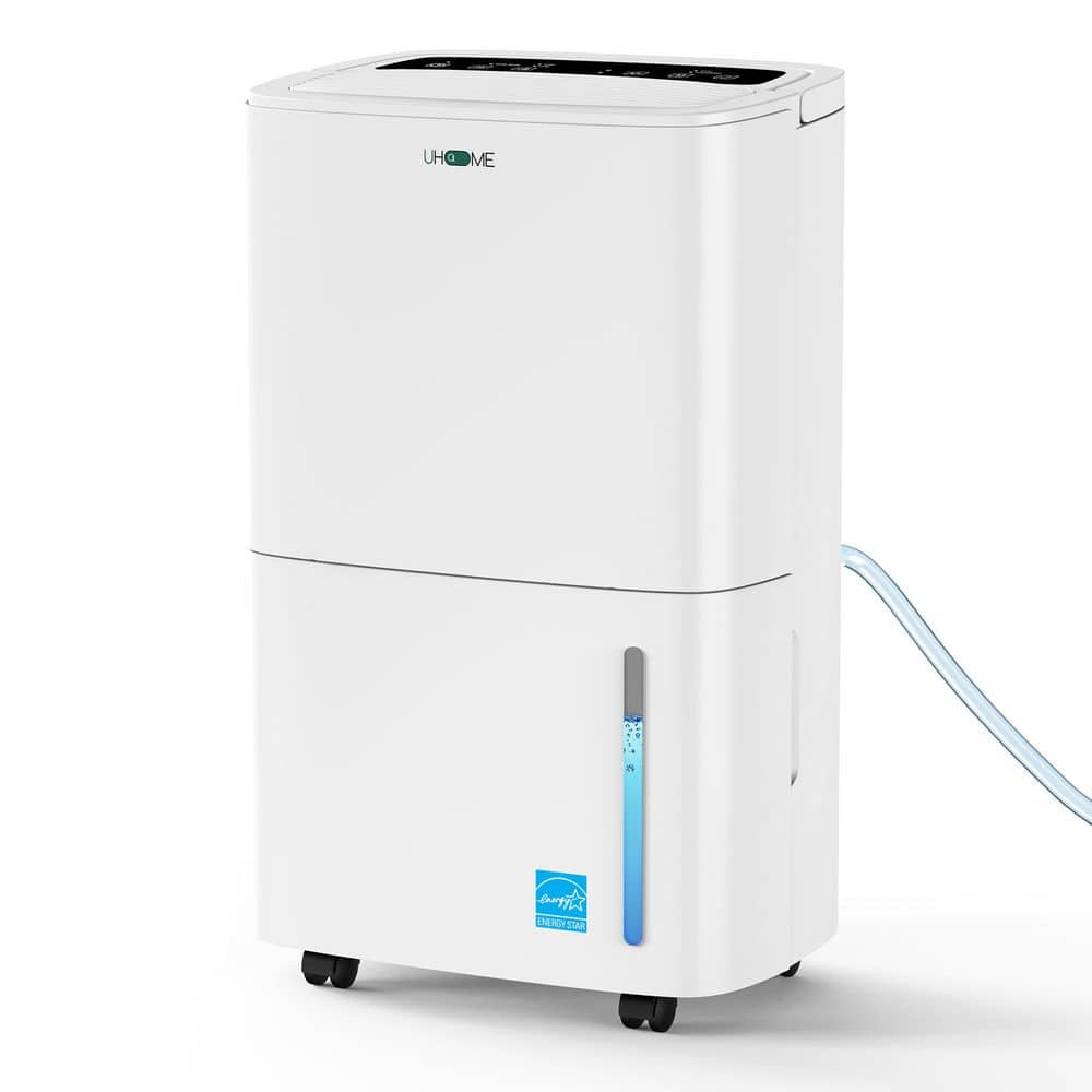 120 pt. 6,000 sq. ft. Dehumidifier in. White with Large Bucket and Drain Hose for Basement, Garage, with Auto Defrost price history on PriceWatchPro