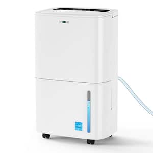 120 pt. 6,000 sq. ft. Dehumidifier in. White with Large Bucket and Drain Hose for Basement, Garage, with Auto Defrost