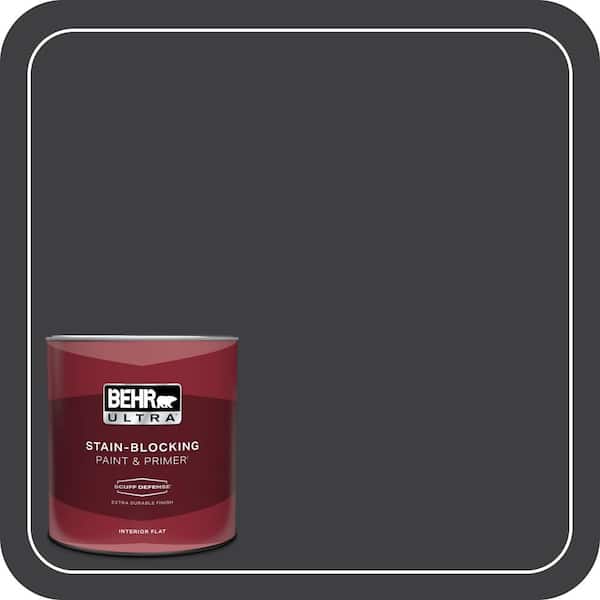 BEHR ULTRA 1 qt. #ECC-10-2 Jet Black Extra Durable Flat Interior Paint & Primer