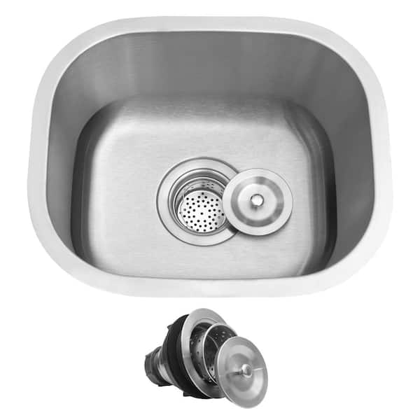 14 in. Undermount Single Bowl T304 Stainless Steel Small Bar and RV Kitchen Sink with Drain Strainer
