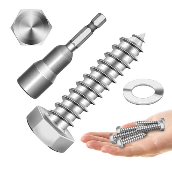 5/16 in. x 1-1/4 in. Stainless Steel Hex Drive Hex Head Lag Screws (20-Pack)