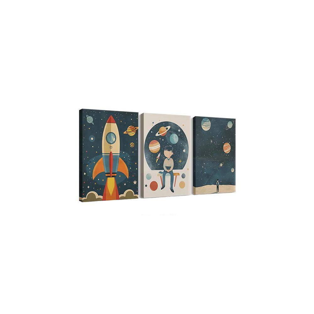 3 Pcs Astronaut Wall Art Whimsical In Space Prints Nursery Space ...