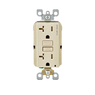 Leviton 20 Amp Self-Test SmartlockPro Slim Duplex GFCI Outlet, Light Almond GFNT2-KT R96-GFNT2-0KT