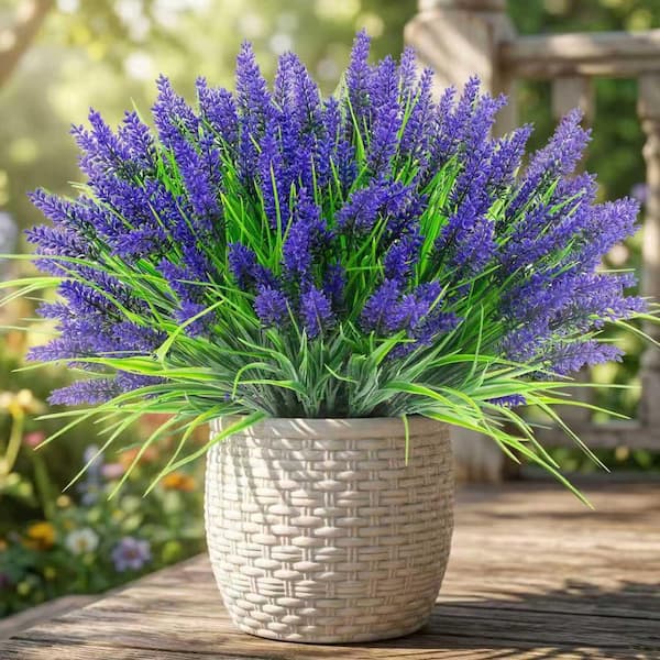 14.6 in. Purple Artificial Lavender Flower Set Outdoor Indoor Faux Flowers  Bulk, 22 Bundles AVVHN64 - The Home Depot