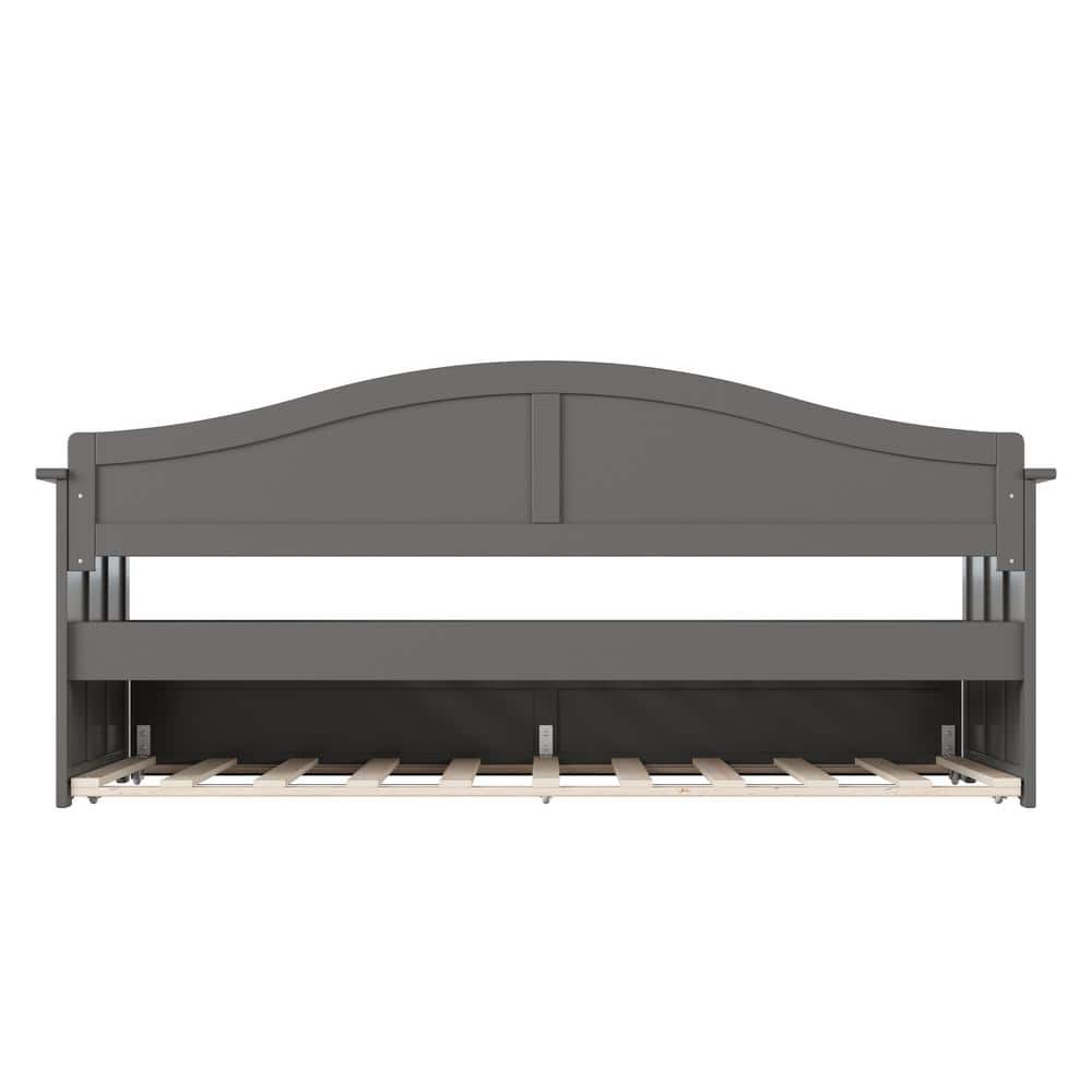 Nantucket Gray Twin Wood Daybed with Trundle and Drawer