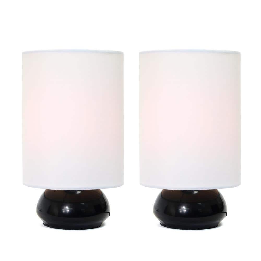 Gemini Black and White Touch Table Lamps with Fabric Shades, Set of 2