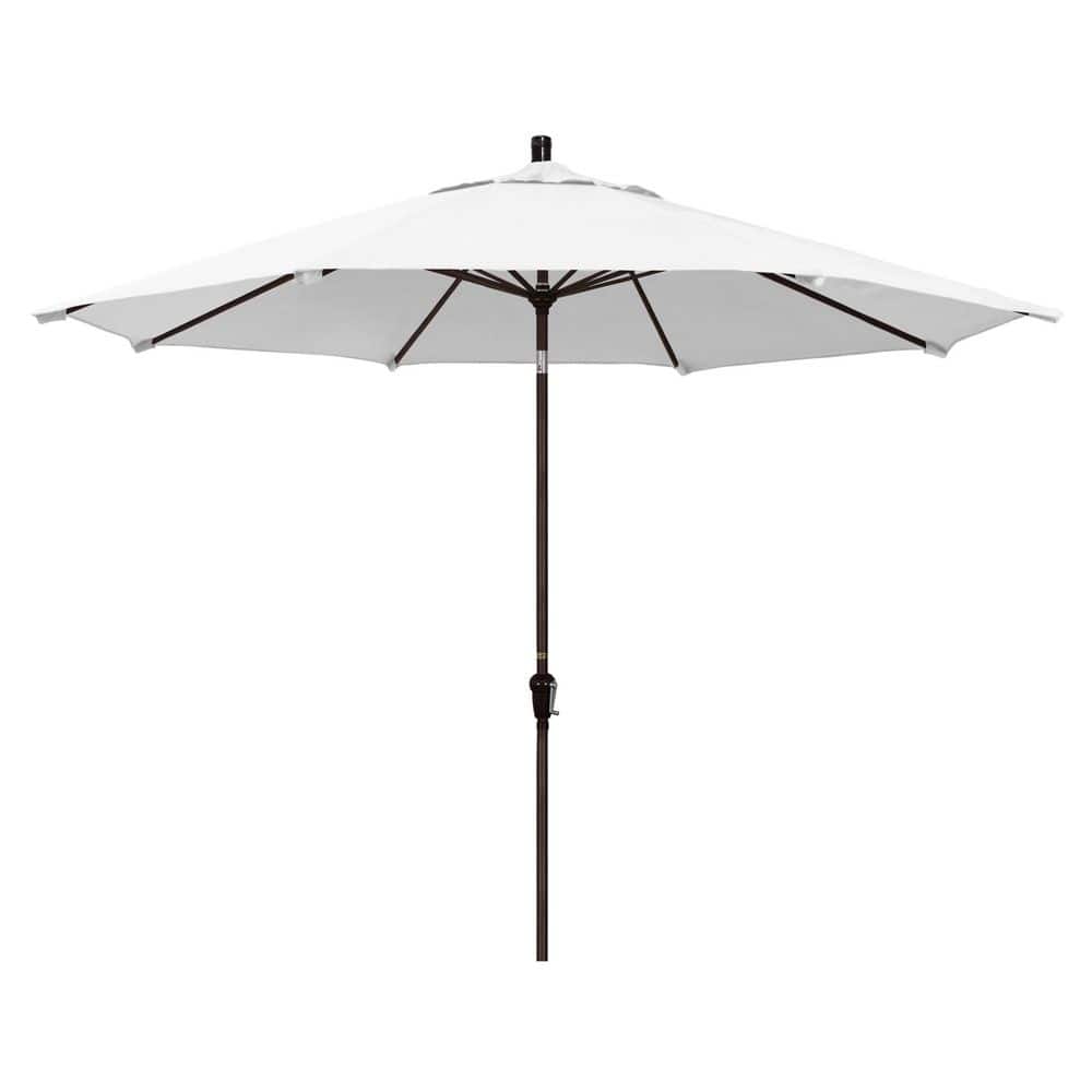 11 ft. Bronze Aluminum Market Patio Umbrella with Aluminum Ribs Auto Tilt Crank Lift in Natural Sunbrella price history on PriceWatchPro