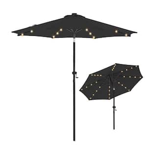 9 ft. Aluminum Outdoor Market Umbrella Patio Umbrella, LED Lights, Crank and Tilt in Carbon