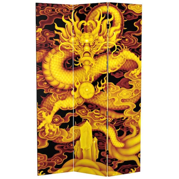 Oriental Furniture Dragon 6 ft. Printed 3-Panel Room Divider