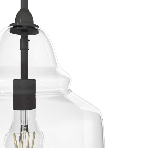 Hunter - Dunshire 1-Light Noble Bronze Island Pendant Light with Clear Bell Glass Shade