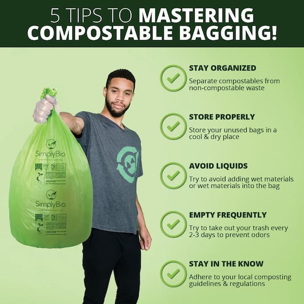 Simply Bio 13 Gal. Compostable Trash Bags with Flat Top, Eco