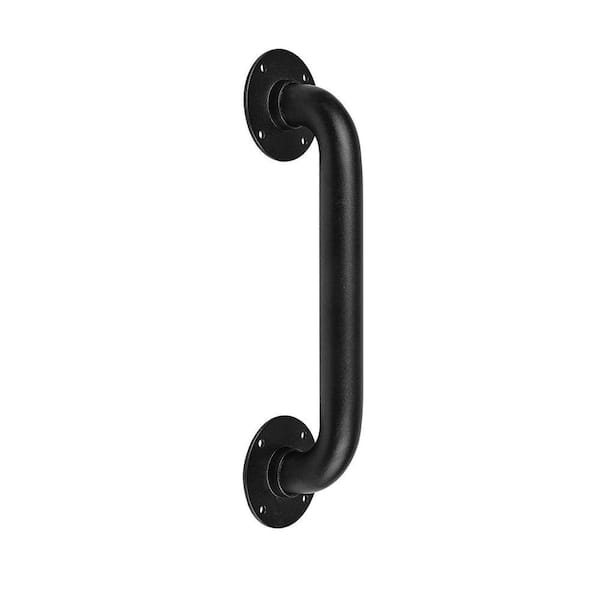 12 Inch x 1.3 Inch Diameter Concealed Screw Industrial Pipe Handrail Staircase Safety Grab Bar Matte Black