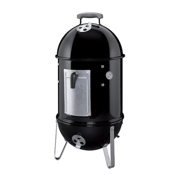 Weber 14 in. Smokey Mountain Cooker Smoker in Black with Cover Built-In Thermometer 711001 - The Home Depot