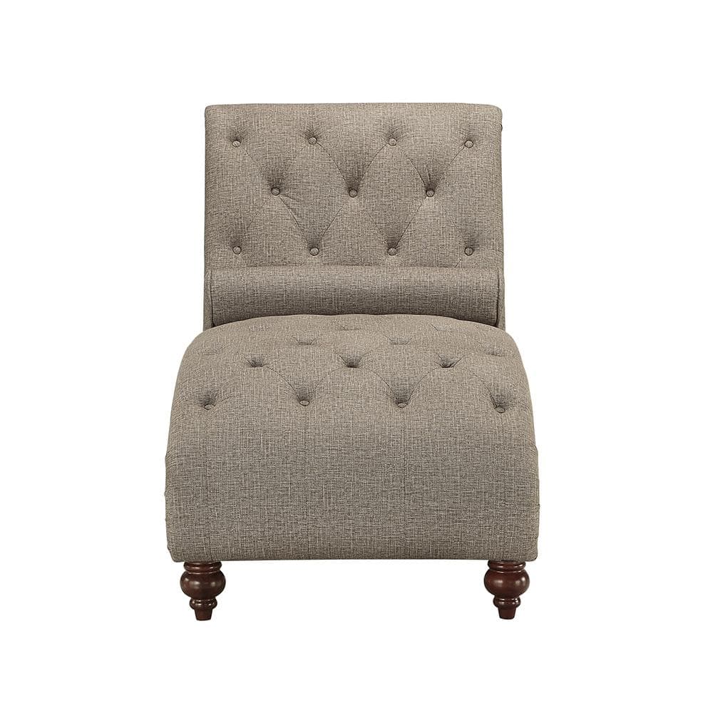 Bonne Brown Tufted Chaise with Bolster Pillow and Nailhead Trim