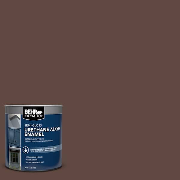 BEHR PREMIUM 1 qt. #N150-7 Chocolate Therapy Semi-Gloss Enamel Urethane Alkyd Interior/Exterior Paint