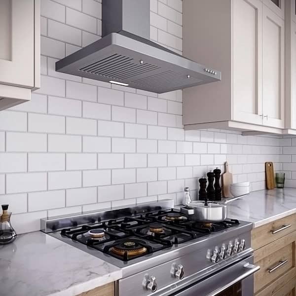 30 in. Luttuni Convertible Wall Mount Range Hood in Brushed Stainless Steel,Baffle Filters,Push Button Control,LED Light