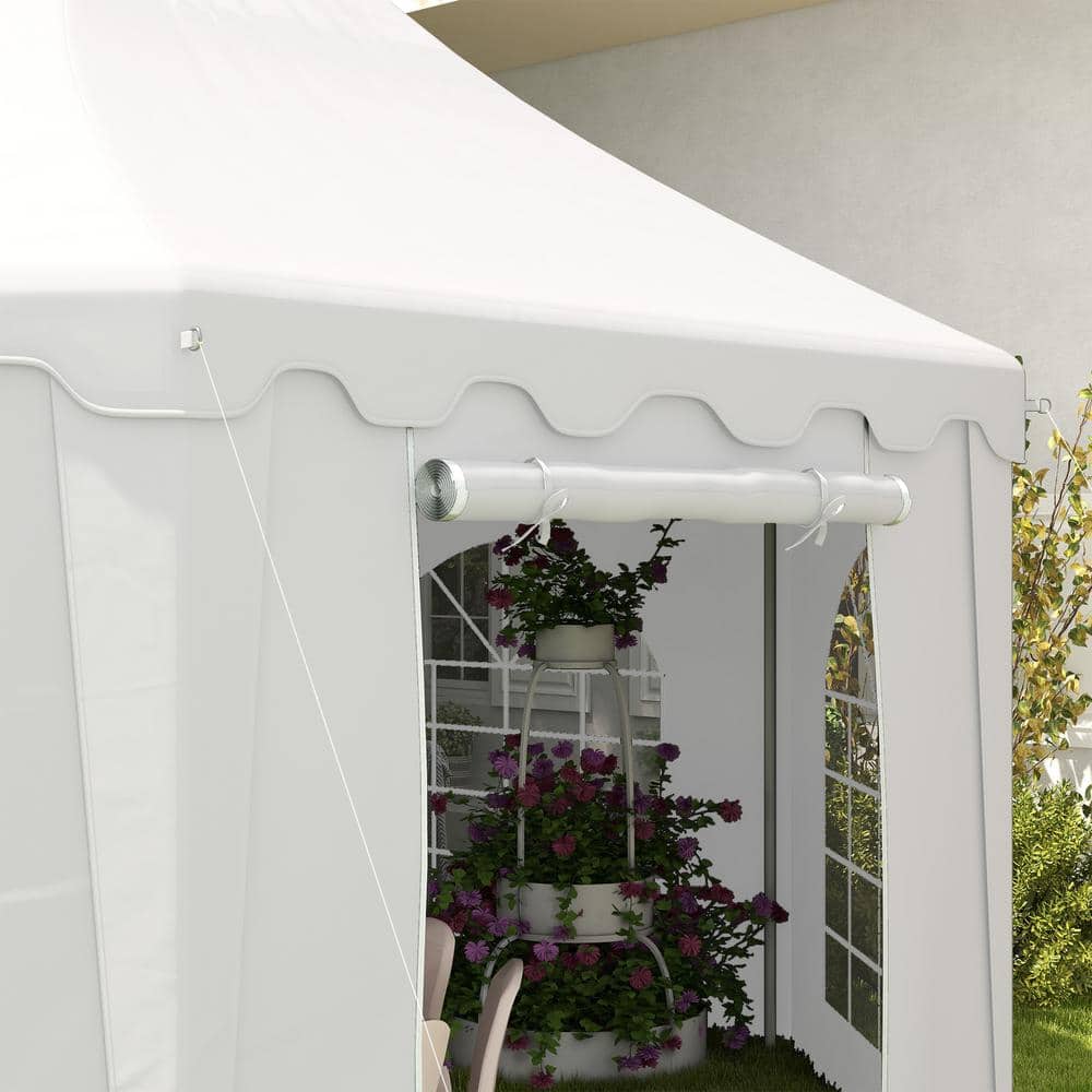 Large White Polyester Outdoor Party Tent with Cathedral Windows