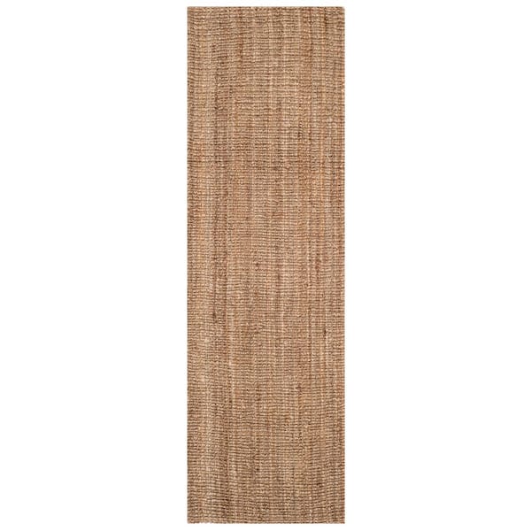Natural Fiber Natural/Gray 3 ft. x 22 ft. Woven Crosstitch Runner Rug