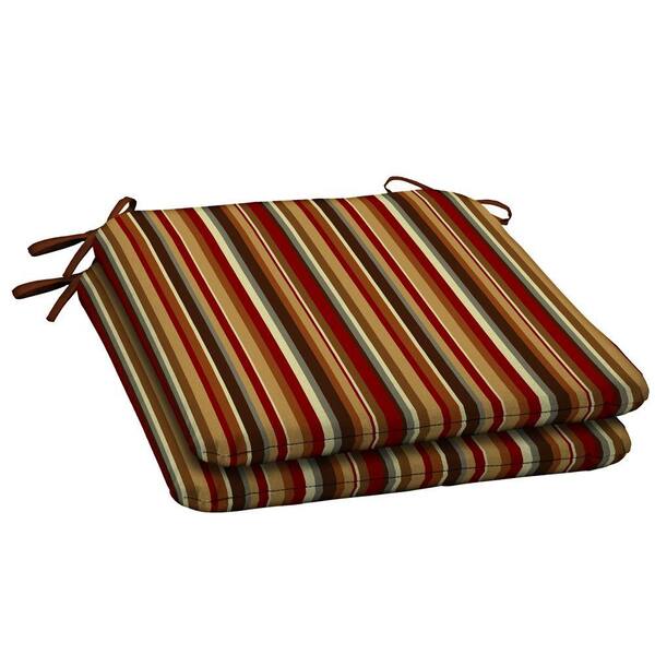 Hampton Bay Rustic Stripe Outdoor Seat Pad (2-Pack)