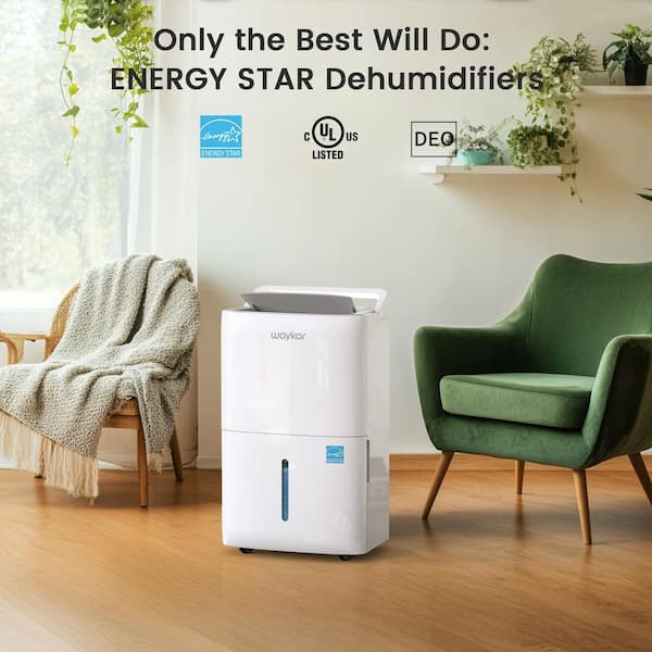 80 pt. 5,000 sq. ft. Energy Star High Humidity Dehumidifier in White with Bucket and Drain Hose for Bedroom, Basement