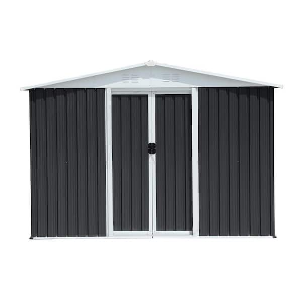 Zeus & Ruta 11.2 ft. W x 10.6 ft. D Coal Grey Metal Outdoor