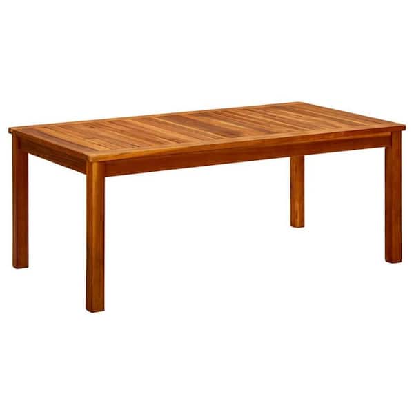 Benjara 17.7 in. Brown Rectangular Wooden Outdoor Coffee Table