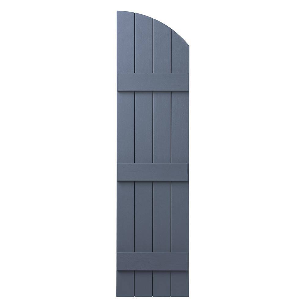 15 in. x 61 in. Polypropylene Plastic Arch Top Closed Board and Batten Shutters Pair in Blue