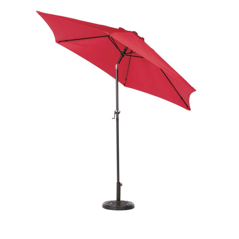 Living Accents 9 ft. Tiltable Red Polyester Market Umbrella