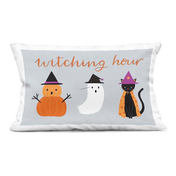 Cute Halloween Witching Hour Orange Abstract Polyester 14 in. X 20 in. Throw Pillow