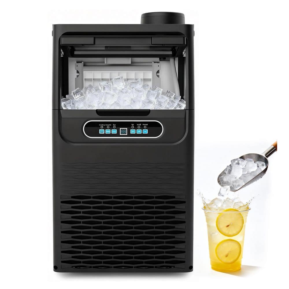 13.58 in. 100 lb. /24H Freestanding Commercial Ice Maker FullSize Ice Cubes w/ 18 lb. Ice Storage Black