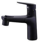 Single Handle Single Hole Bathroom Faucet with Pull-Down Sprayer in Matte Black