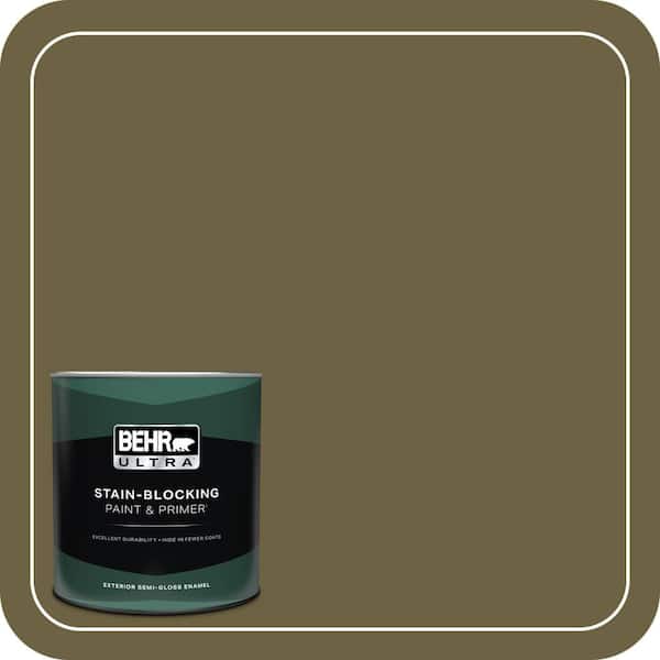 BEHR ULTRA 1 qt. #ICC-88 Classic Olive Semi-Gloss Enamel Exterior Paint & Primer