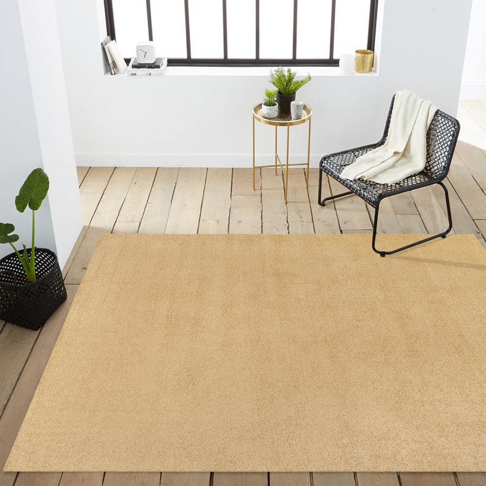 Mustard Synthetic Low-Pile Reversible Indoor Area Rug