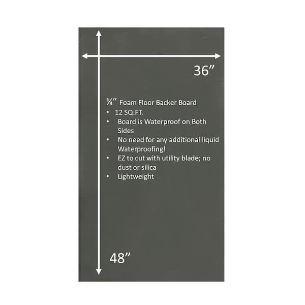 Everbilt 36 in. x 48 in. x 1/4 in. XPS Foam Waterproof Back Board for Tile  Floors (5-Pack) 41278 - The Home Depot