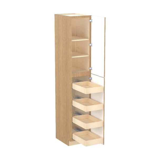 Home Decorators Collection Franklin 18 in. W x 24 in. D x 96 in. H Assembled Plywood Pantry Kitchen Cabinet in Vanguard Oak with 4ROT Soft Close RH