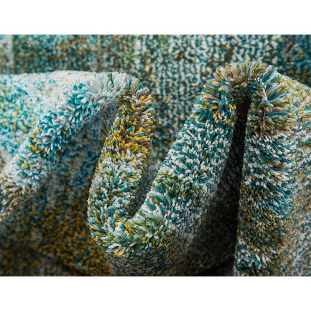 Turquoise and Gray Abstract Rectangular Area Rug, 5' x 8'