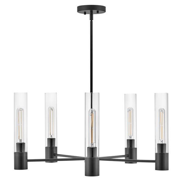 LARK - Shea 5-Light Black Tubed Chandelier