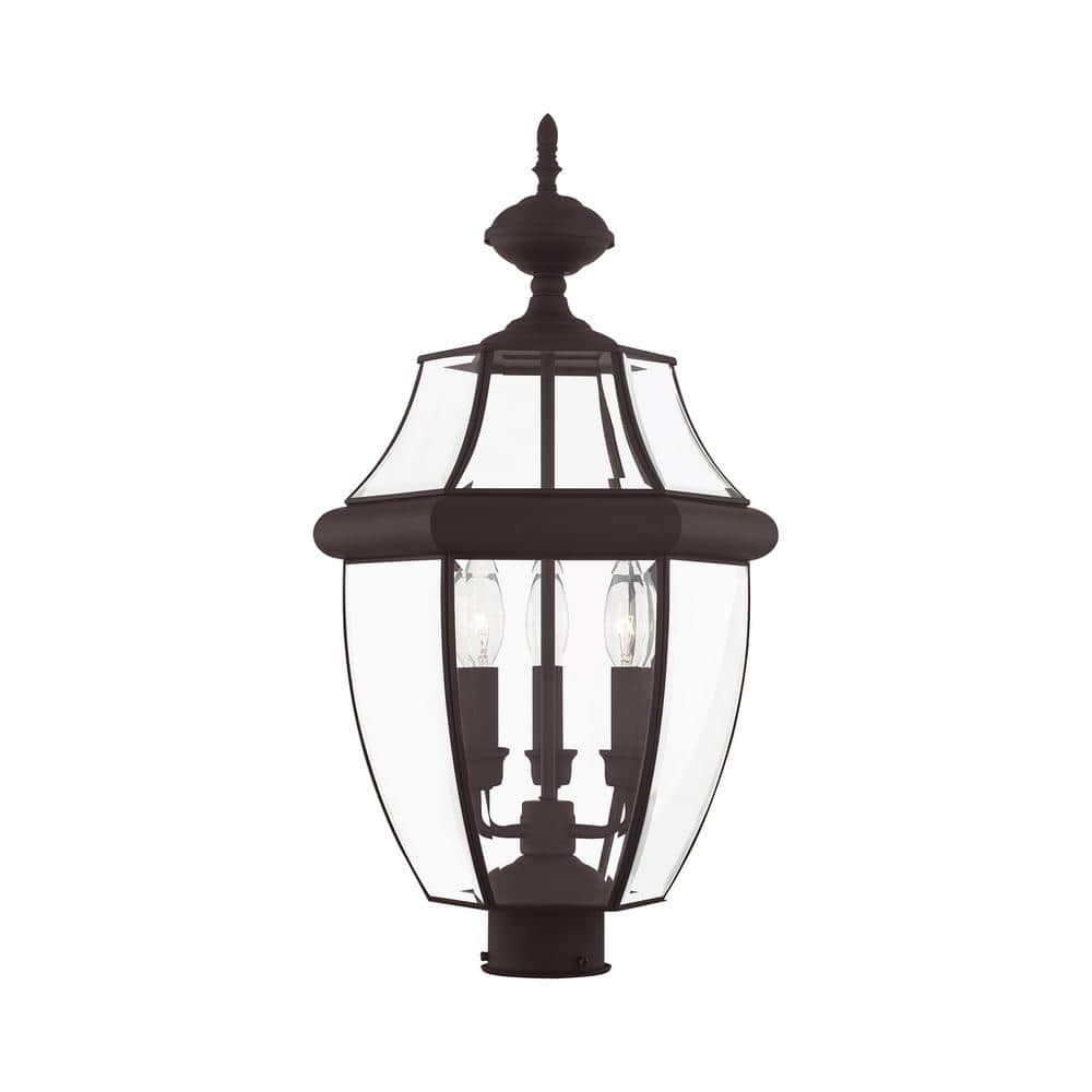 Monterey Bronze Outdoor Post Lantern with Clear Beveled Glass