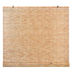 Cord Free Natural Light-Filtering Bamboo Reed Roman Shades Manual Roll-Up Window Shade Blinds 48 in. W x 72 in. L
